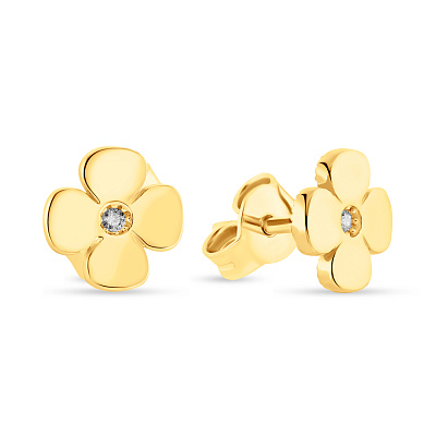 Золоті сережки-пусети &quot;Квітка&quot; в жовтому кольорі металу  (арт. 108819ж)