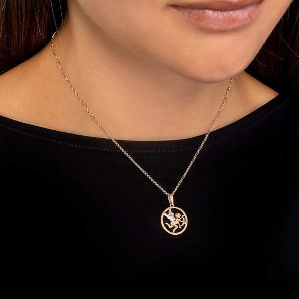 Золотая подвеска Ангел с фианитами (арт. 440619) – изображение 2