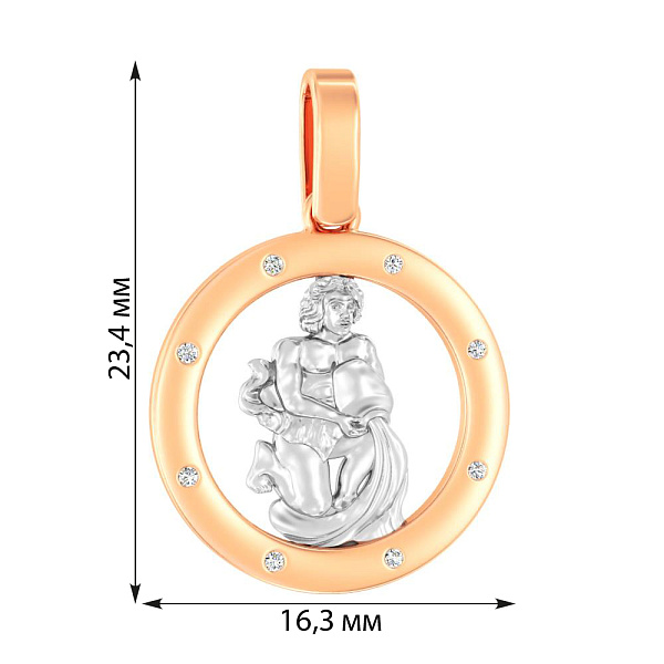 Золотой подвес "Водолей" с фианитами (арт. 440674) – изображение 5
