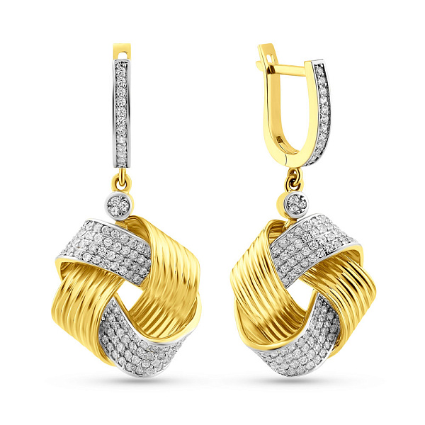 Серьги-подвески из желтого золота с фианитами (арт. 103271ж) – изображение 1
