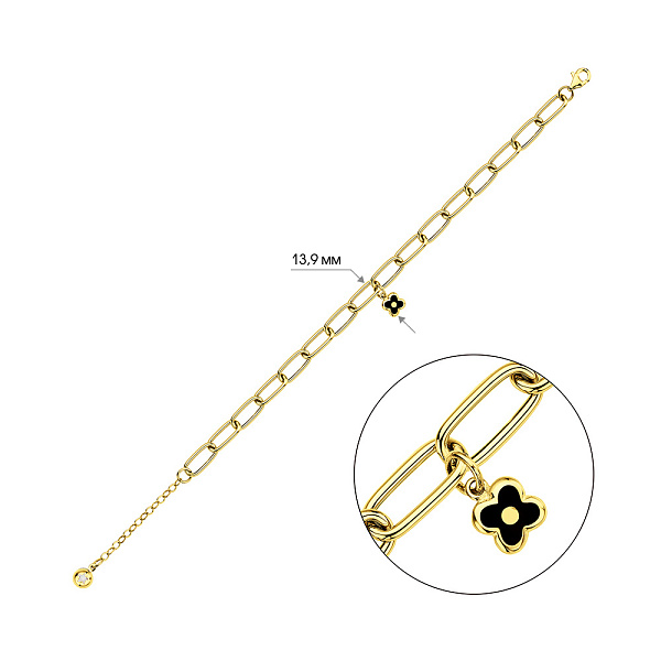 Браслет з жовтого золота з підвіскою та емаллю (арт. 3261125жеч) – зображення 2