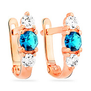 Детские золотые серьги с голубым фианитом (арт. 110316г)