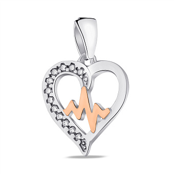 Фото Серебряный кулон Сердце с фианитами (арт. 7203/640пю)