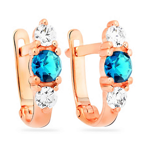 Детские золотые серьги с голубым фианитом (арт. 110316г) – изображение 1