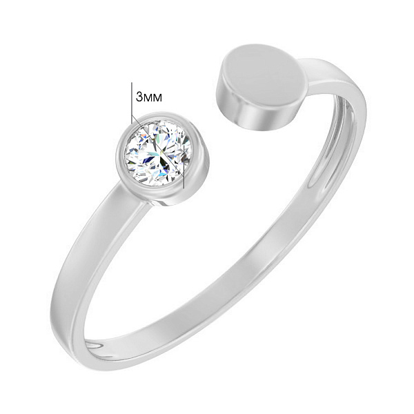 Безразмерное кольцо из белого золота с фианитом (арт. 140788б) – изображение 6