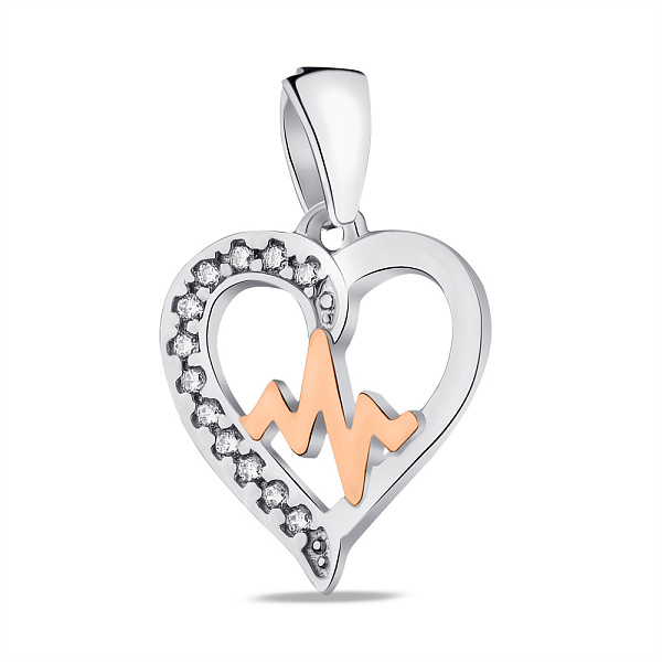 Серебряный кулон Сердце с фианитами (арт. 7203/640пю) – изображение 1