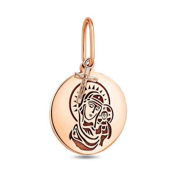 Золотая ладанка Божья Матерь с крестиком (арт. 440997) – изображение 1