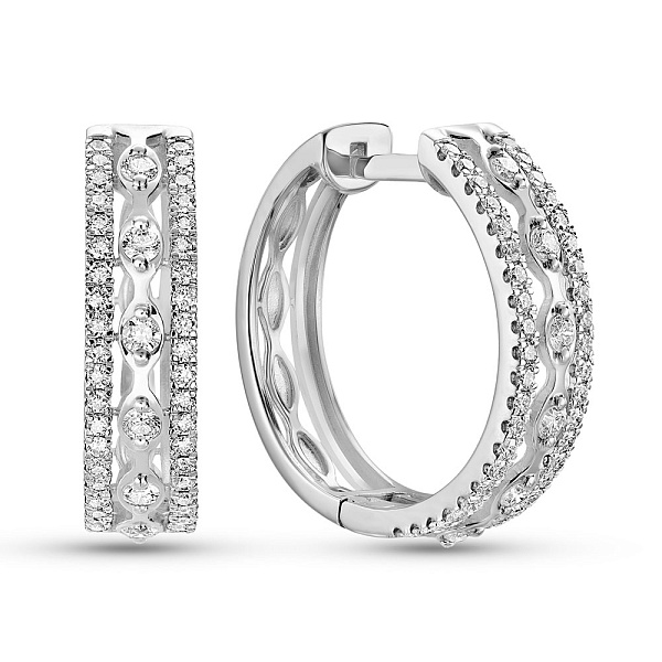 Золотые серьги-кольца с бриллиантами (арт. С011638060б) – изображение 1