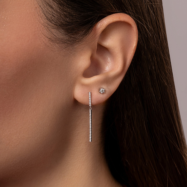 Довгі золоті сережки з діамантами (арт. Т011670010б) – зображення 3