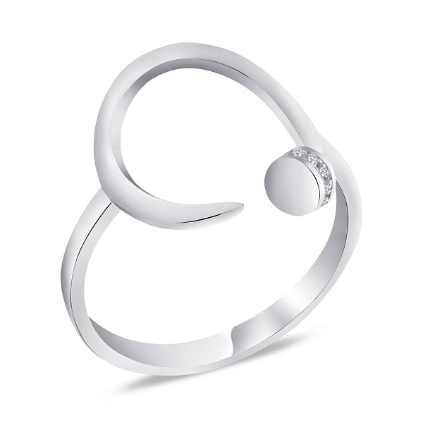 Кольцо из серебра "Гвоздь" с фианитами (арт. 7501/5273) – изображение 1