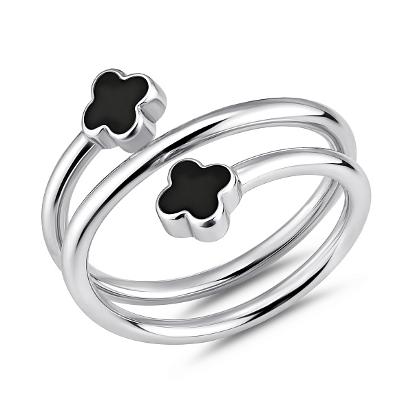 Серебряное тройное кольцо с эмалью (арт. 7501/8782еч) – изображение 1