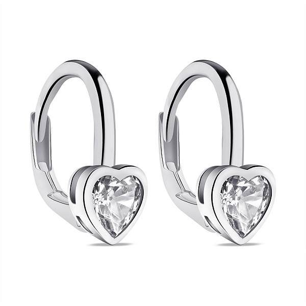 Серебряные детские серьги Сердце с фианитами (арт. 7502/3798) – изображение 1