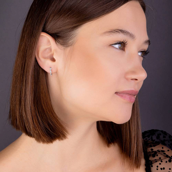 Золотые серьги кольца с бриллиантами (арт. С341312020б) – изображение 3