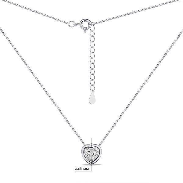 Серебряное колье сердце с белым фианитом (арт. 7507/648/2) – изображение 3