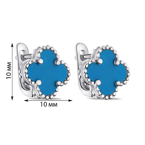 Срібні сережки з бірюзою (арт. 7502/3153/10Б) – зображення 2