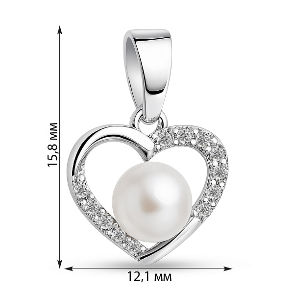Срібний підвіс з перлиною і фіанітами (арт. 7503/4392жб) – зображення 2