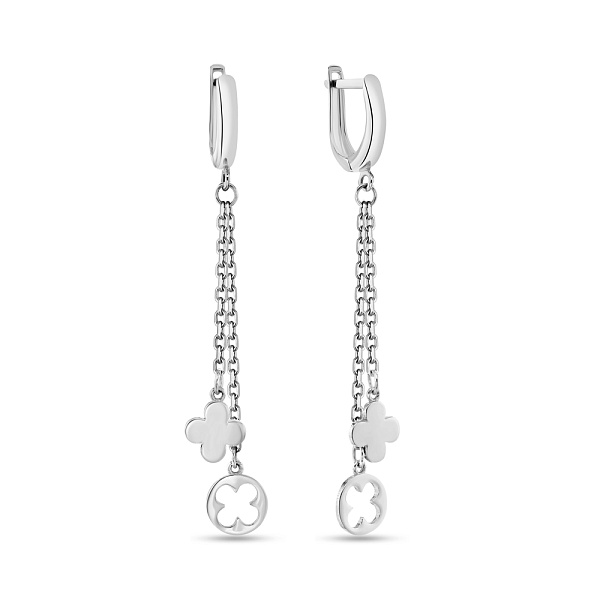 Сережки-підвіски з білого золота (арт. 107915б) – зображення 1