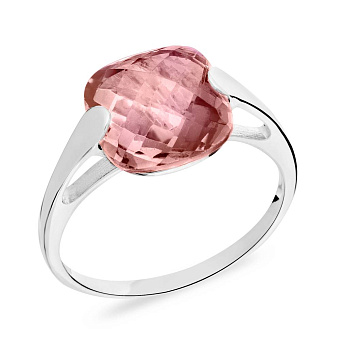 Каблучка з білого золота з рожевим кварцом (арт. 140480ПбрГ)