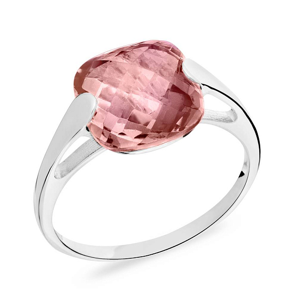 Каблучка з білого золота з рожевим кварцом (арт. 140480ПбрГ) – зображення 1