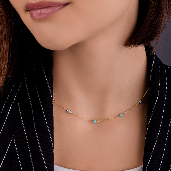 Золоте кольє з бірюзою (арт. 352610жБ) – зображення 2