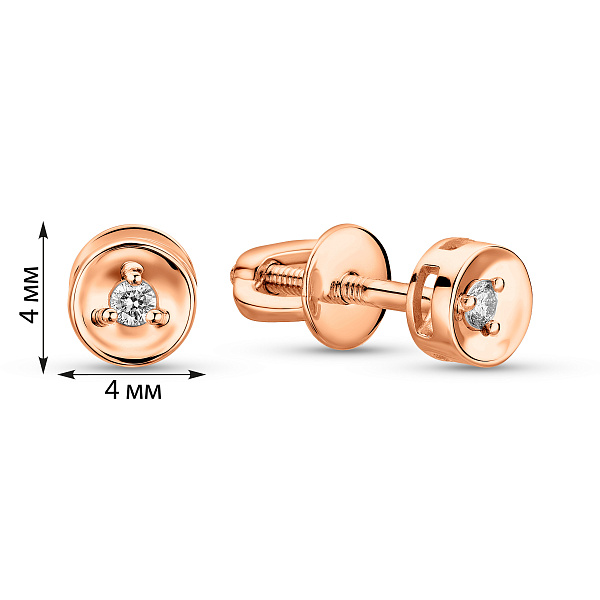 Золоті сережки пусети з діамантом (арт. Т011001) – зображення 2