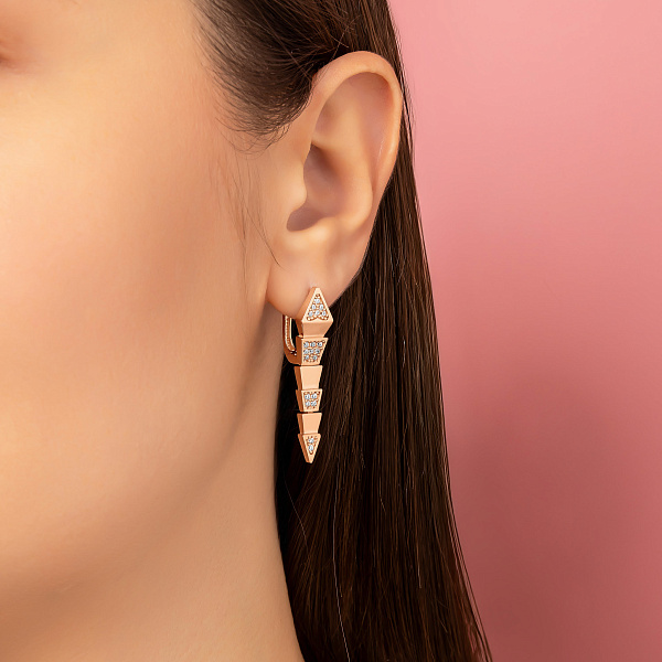 Золоті сережки Змія з фіанітами (арт. 1091715) – зображення 2