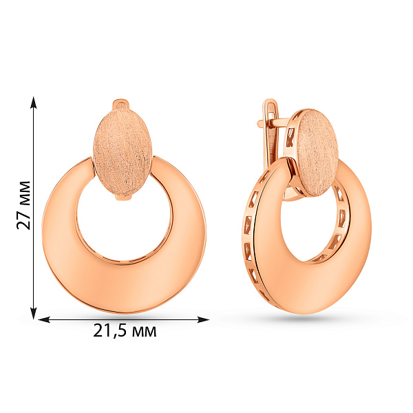 Серьги из красного золота без камней (арт. 1091821м) – изображение 6