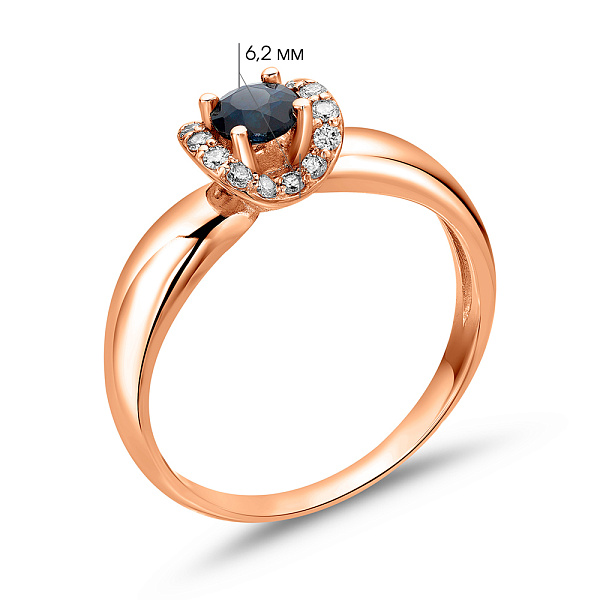 Кольцо золотое с бриллиантами и сапфиром (арт. 1191986201с) – изображение 2