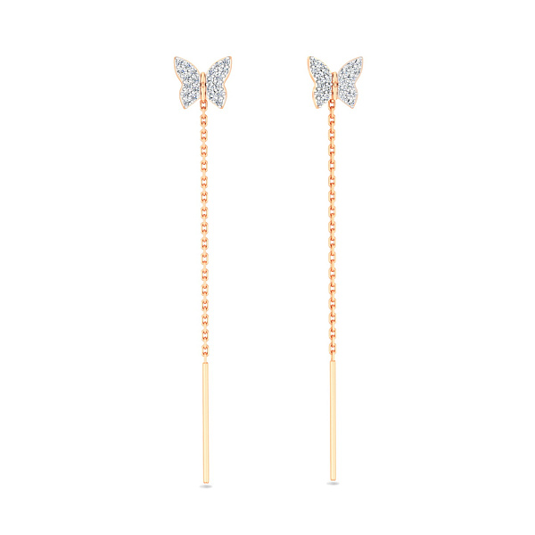 Золотые сережки-протяжки Бабочки с фианитами (арт. 110040) – изображение 1