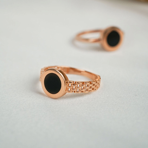 Каблучка Лýна з червоного золота з емаллю (арт. 140908еч) – зображення 5