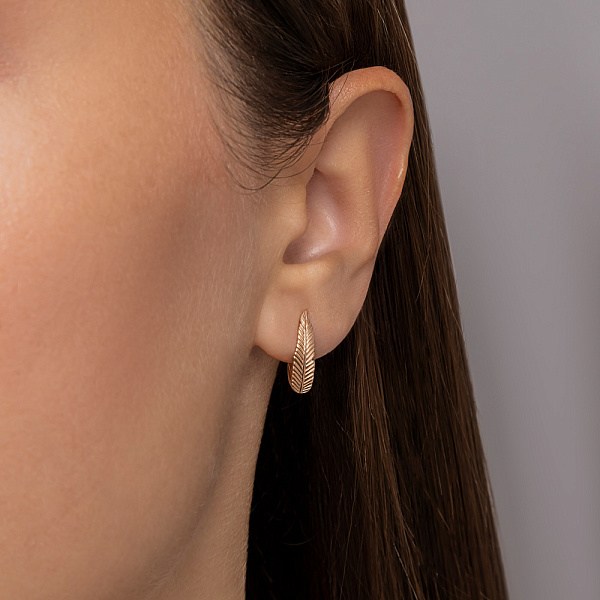 Серьги "Перо" из красного золота (арт. 111187) – изображение 2