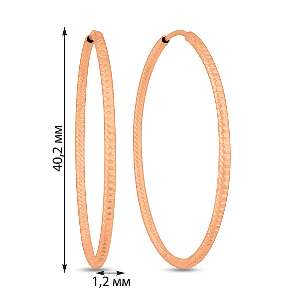 Золотые серьги-кольца без камней (арт. 122011/40) – изображение 4