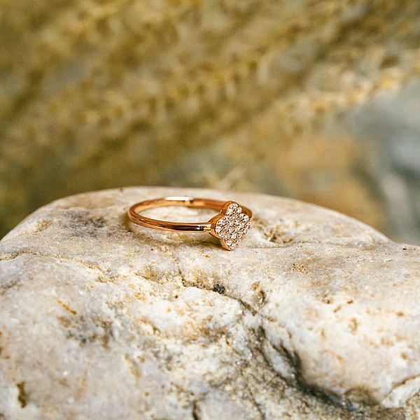 Каблучка з червоного золота з діамантами (арт. К011509010) – зображення 4