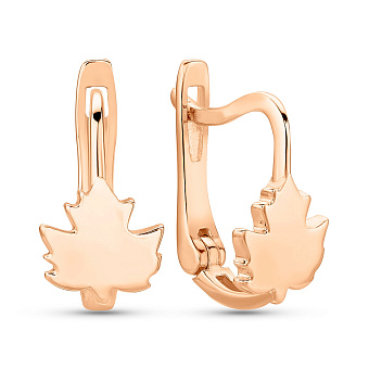 Золотые серьги Листики  (арт. 1091233)