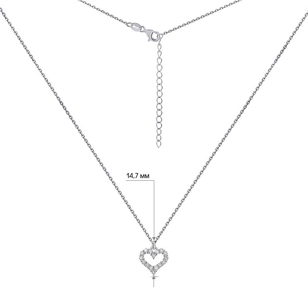 Срібне кольє Серце з фіанітами (арт. 7507/2346) – зображення 3