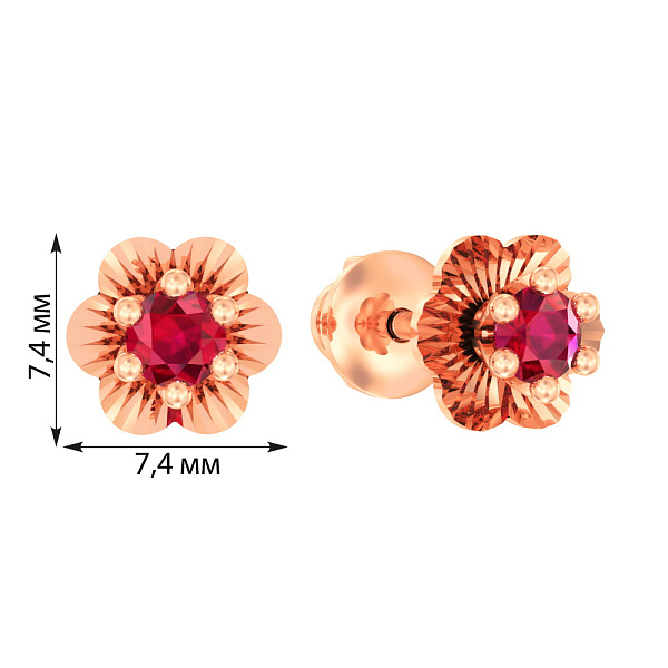 Дитячі золоті сережки з червоними фіанітами (арт. 110508к) – зображення 2