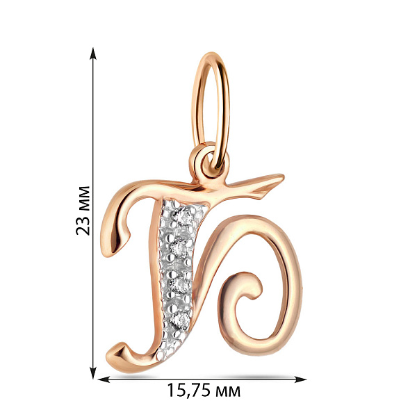 Золотая подвеска Буква Б с фианитами (арт. 440281) – изображение 2