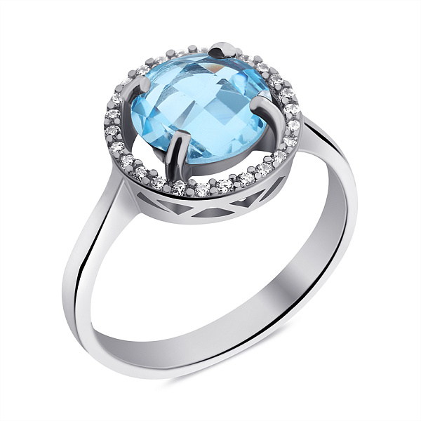 Серебряное кольцо с топазом и фианитами (арт. 7501/2287Пг) – изображение 1