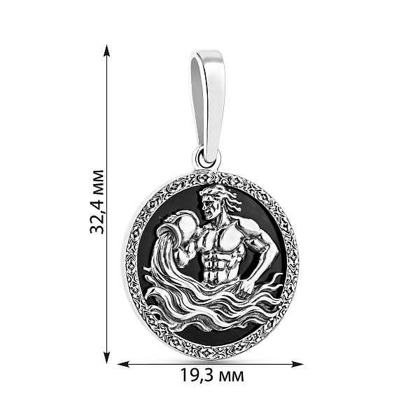 Срібний кулон Водолій з оніксом (арт. 7903/2490овд) – зображення 2