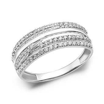 Фото Каблучка з білого золота з доріжками з діамантів (арт. К011230030б)