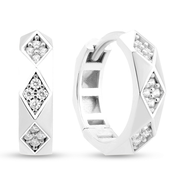 Сережки-кільця золоті з фіанітами (арт. 1091522/15б) – зображення 1