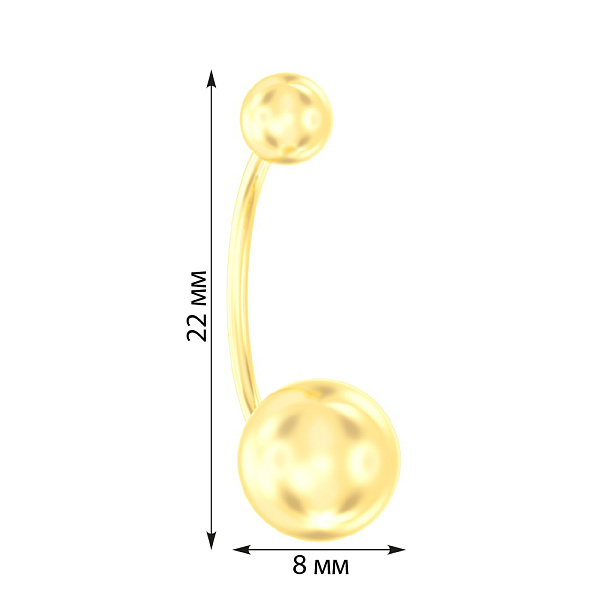 Золота сережка-пірсинг для пупка (арт. 360063ж) – зображення 2