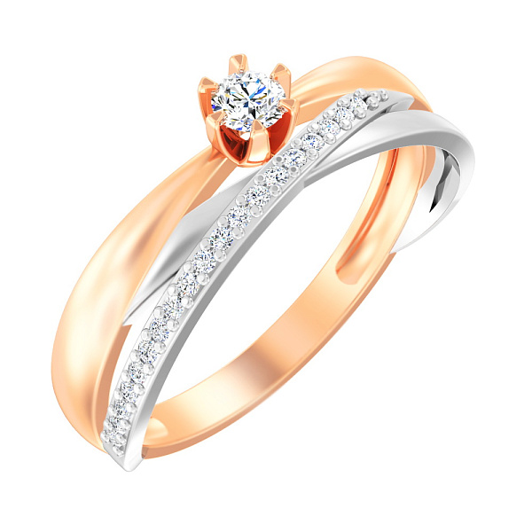 Золотое кольцо Синергия с фианитами (арт. 141079) – изображение 1