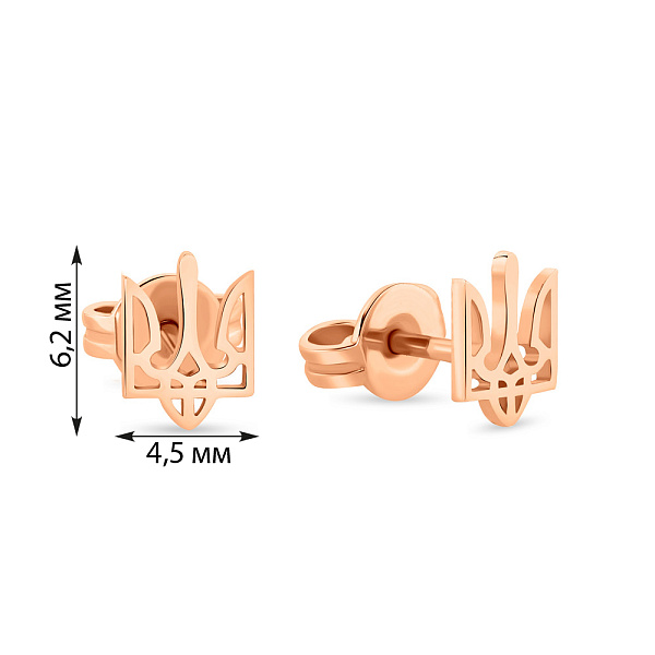 Золотые серьги-пусеты Герб Украины-Трезубец (арт. 110921) – изображение 3