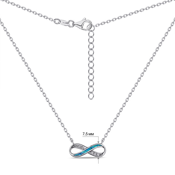 Срібне кольє з опалом і фіанітами (арт. 7507/2112Пос) – зображення 3