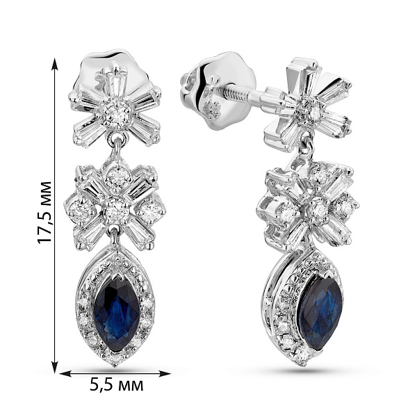 Золотые пусеты с сапфирами и бриллиантами (арт. С341652030бс) – изображение 6