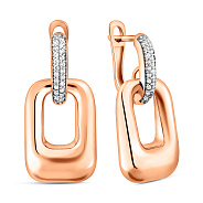 Фото Сережки-підвіски з червоного золота з родіюванням і фіанітами (арт. 1092086)