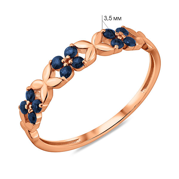 Золота каблучка з сапфірами (арт. 141292/1Пс) – зображення 2