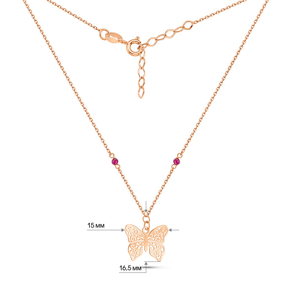 Золотое колье Бабочка с фианитами (арт. 352624к) – изображение 4