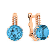 Сережки з червоного золота з кварцом і фіанітами (арт. 111100ПсГ)